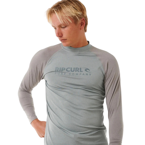 Rip Curl Shock UV Rash Vest Long Sleeve Light Grey Marle | Diving Sports Canada | Vancouver