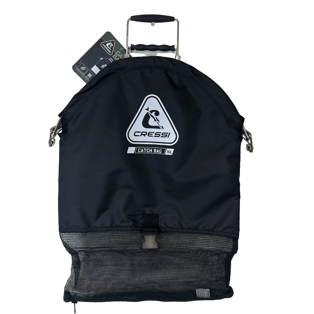 Cressi Heavy Duty One Handed Catch Bag With Zipper 30L Black | Diving Sports Canada | Vancouver