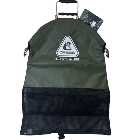 Cressi Heavy Duty One Handed Catch Bag With Zipper 50L Dark Green | Diving Sports Canada | Vancouver