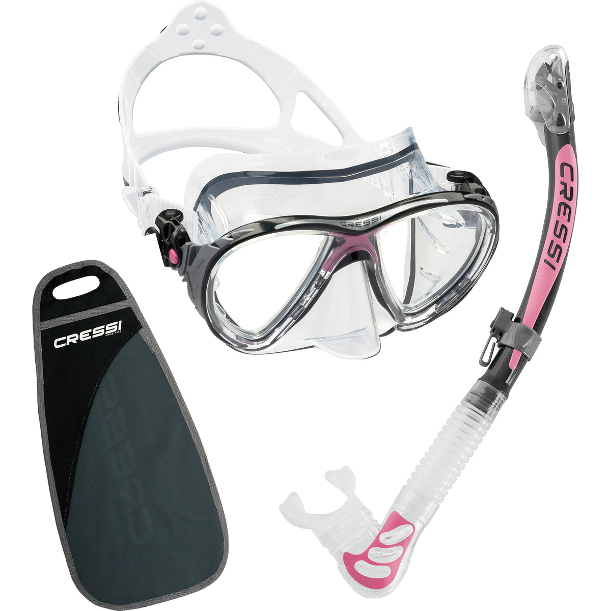 Cressi Big Eyes Evolution & Alpha Ultra Dry Snorkeling Combo Pink
