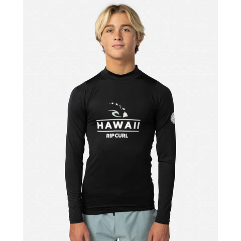 Rip Curl Hawaii Long Sleeve Performance Fit PF Rash Guard Black | Diving Sports Canada | Vancouver