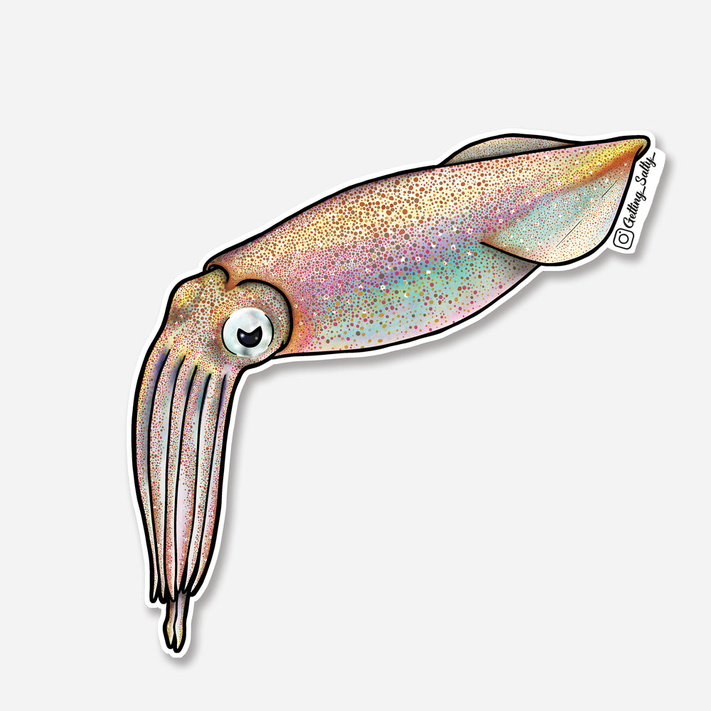 Getting Salty Opalescent Squid- Mini Sticker | Diving Sports Canada | Vancouver