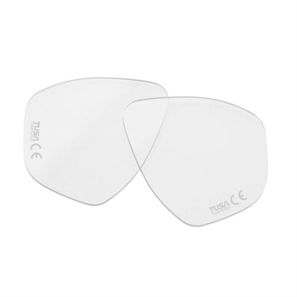 Two clear lens inserts with Tusa branding on a white background