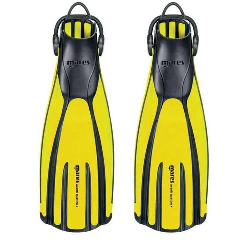 Mares Avanti Quattro + Open Heel Fins Reflex Yellow | Diving Sports Canada | Vancouver