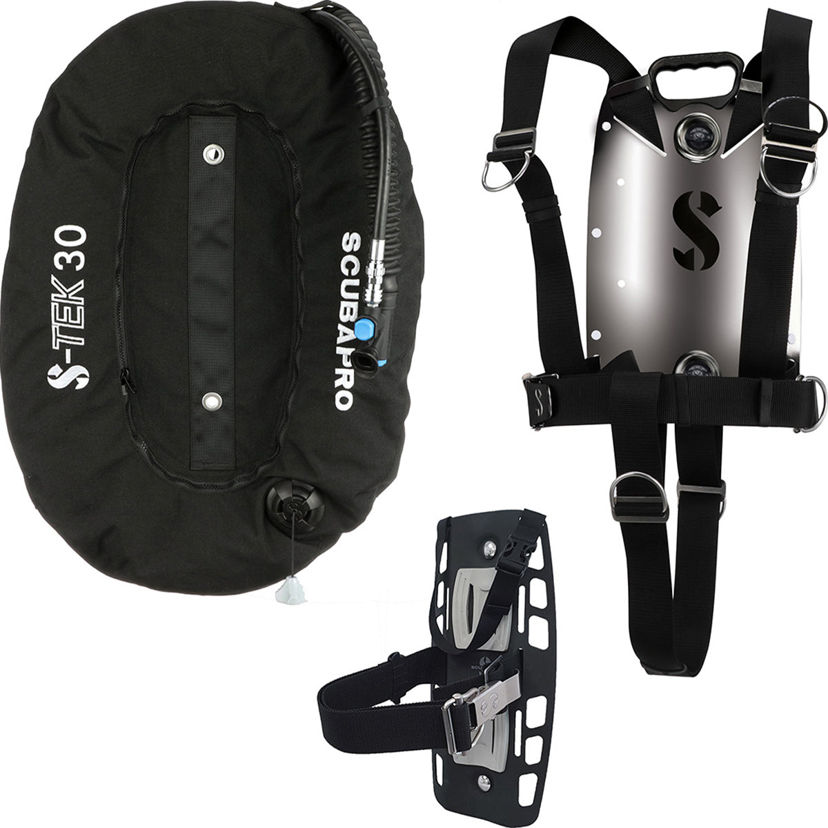 Scubapro S-TEK Donut Wing 30 + Pure Harness SS + Single Tank Adapter