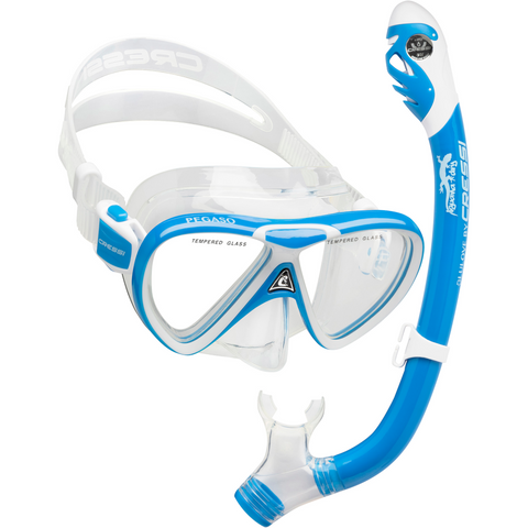 Cressi Pegaso & Iguana Dry Junior Set blue/white | Diving Sports Canada