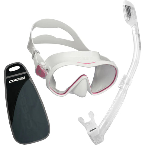 Cressi F-Dual & Supernova Dry White / Pink | Diving Sports Canada