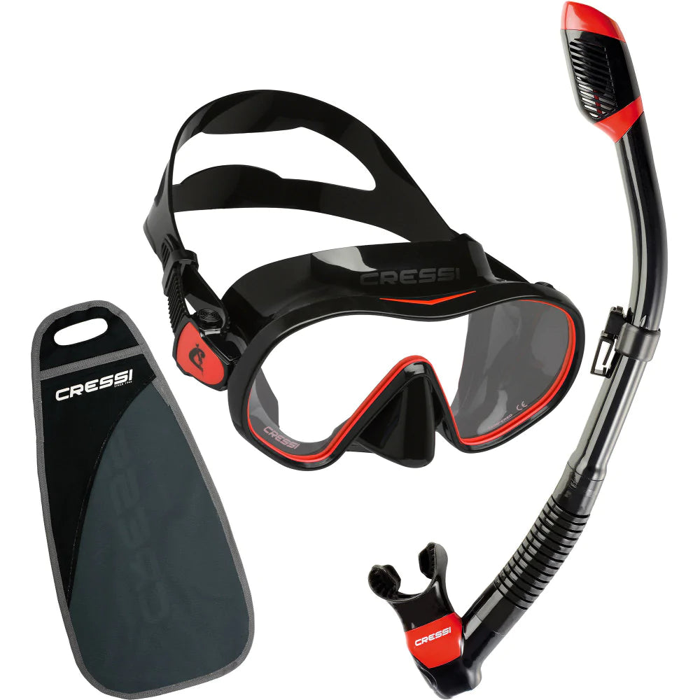 Cressi F-Dual & Supernova Dry Black / Red | Diving Sports Canada